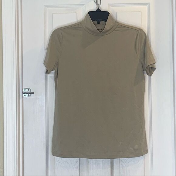 For The Republic Mock Neck Short Sleeve Tshirt Mocha Brown Size Small - Picture 1 of 10